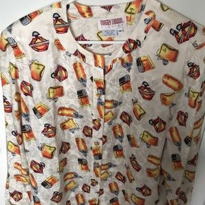 Silk Perfume Bottle Print Blouse!